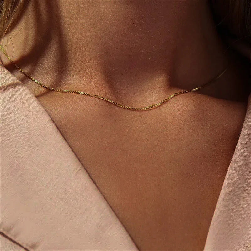 [Echo Fine]Danica Box Chain Gold Necklace