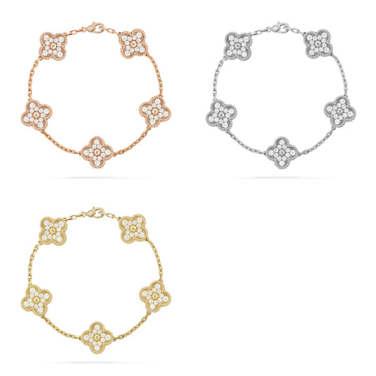 [ECHO ] CLOVER 5 MOTIF FULL DIAMOND BRACELET COLLECTION