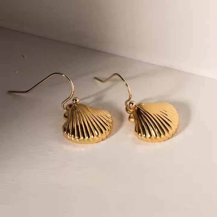 [Echo Fine]Breeze Gold Seashell Earrings