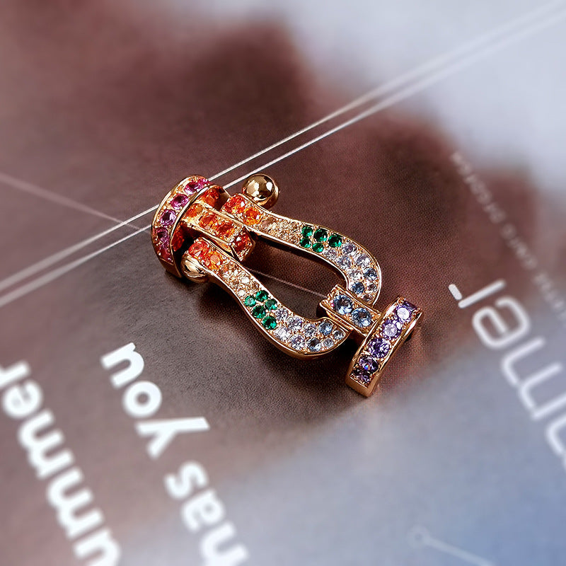 [ECHO ]FORC LARGE HORSESHOE  COLORED DIAMOND BRACELET SILVER