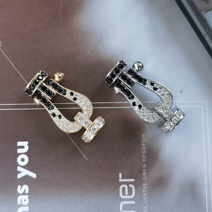 [ECHO ]FORCE LARGE HORSESHOE BLACK WHITE DIAMOND BRACELET ROSE GOLD