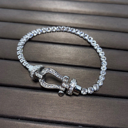 [ECHO ]FORCE  LARGE HORSESHOE FULL DIAMOND TENNIS BRACELET