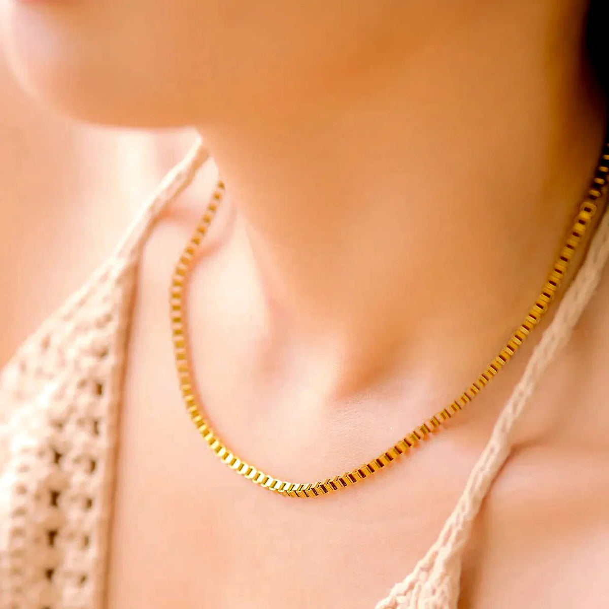 [Echo Fine]Danica Box Chain Gold Necklace