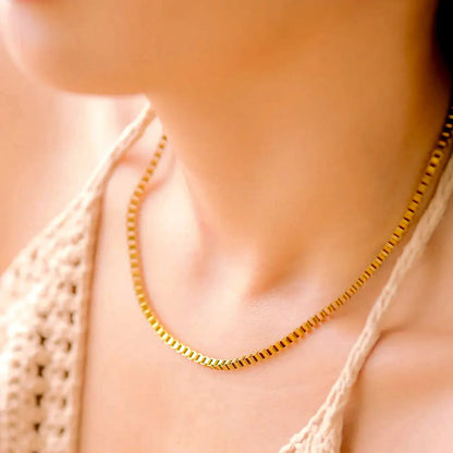 [Echo Fine]Danica Box Chain Gold Necklace