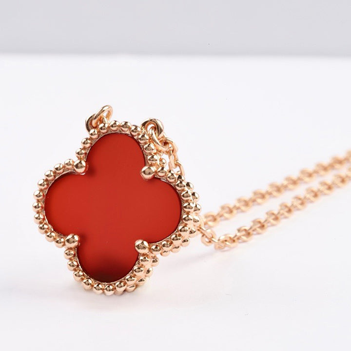 [ECHO ]CLOVER 15MM CARNELIAN SINGLE FLOWER NECKLACE