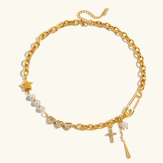 [Echo Fine]Zeraphine Diamond Pearl Gold Necklace