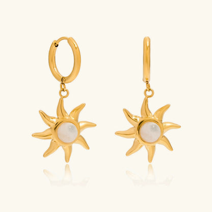 [Echo Fine]Helia Sun-shaped Moonstone Earrings