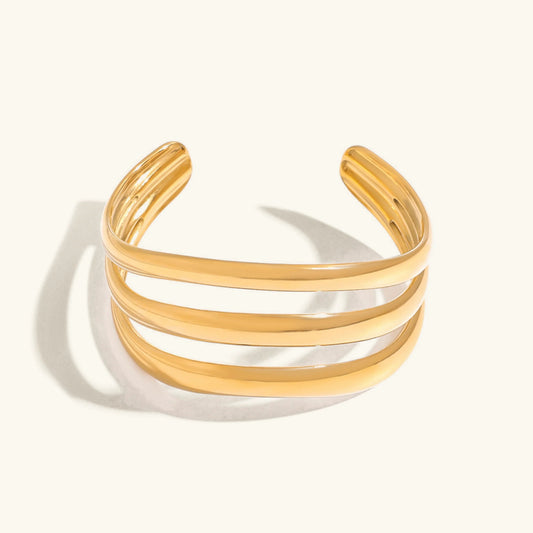 [Echo Fine]Meredith Triple Layer Gold Bangle