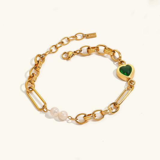 [Echo Fine]Melanie Emerald Pearl Bracelet
