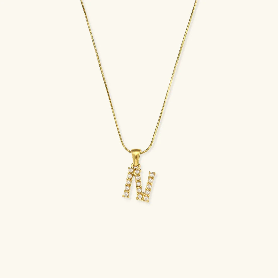 [Echo Fine]Augustine Initial Letter Pearl Necklace