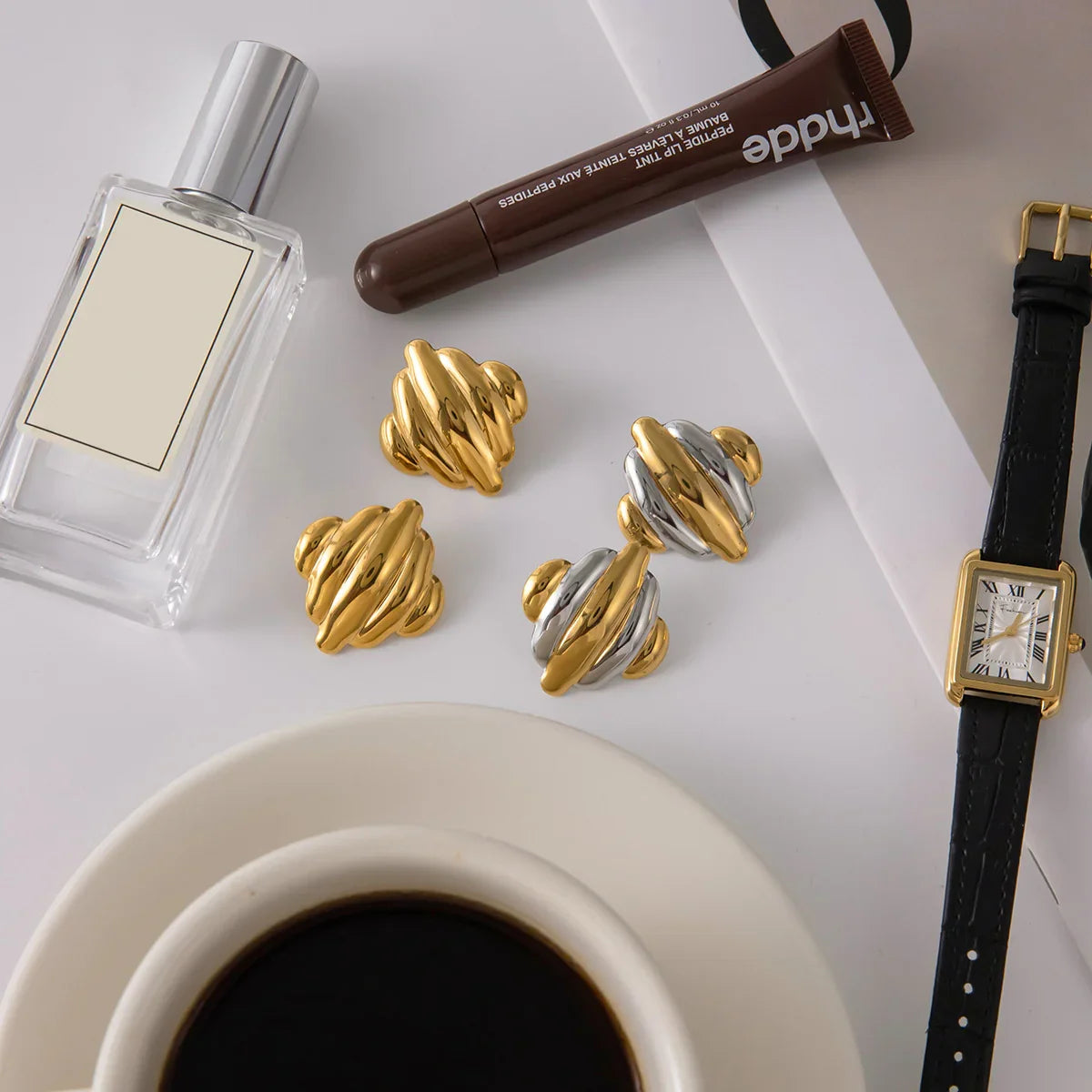 [Echo Fine]Maxine Rippled Gold Earrings