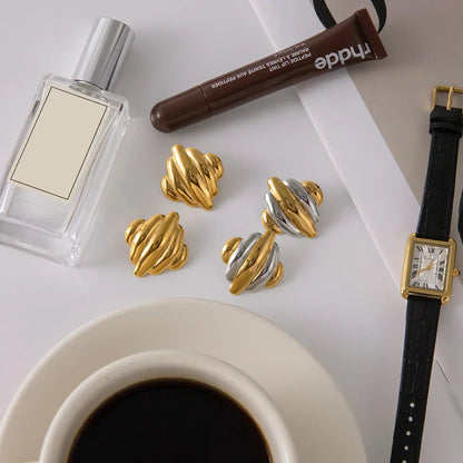 [Echo Fine]Maxine Rippled Gold Earrings