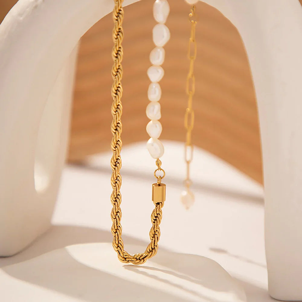 [Echo Fine]Dualia Gold Pearl Necklace