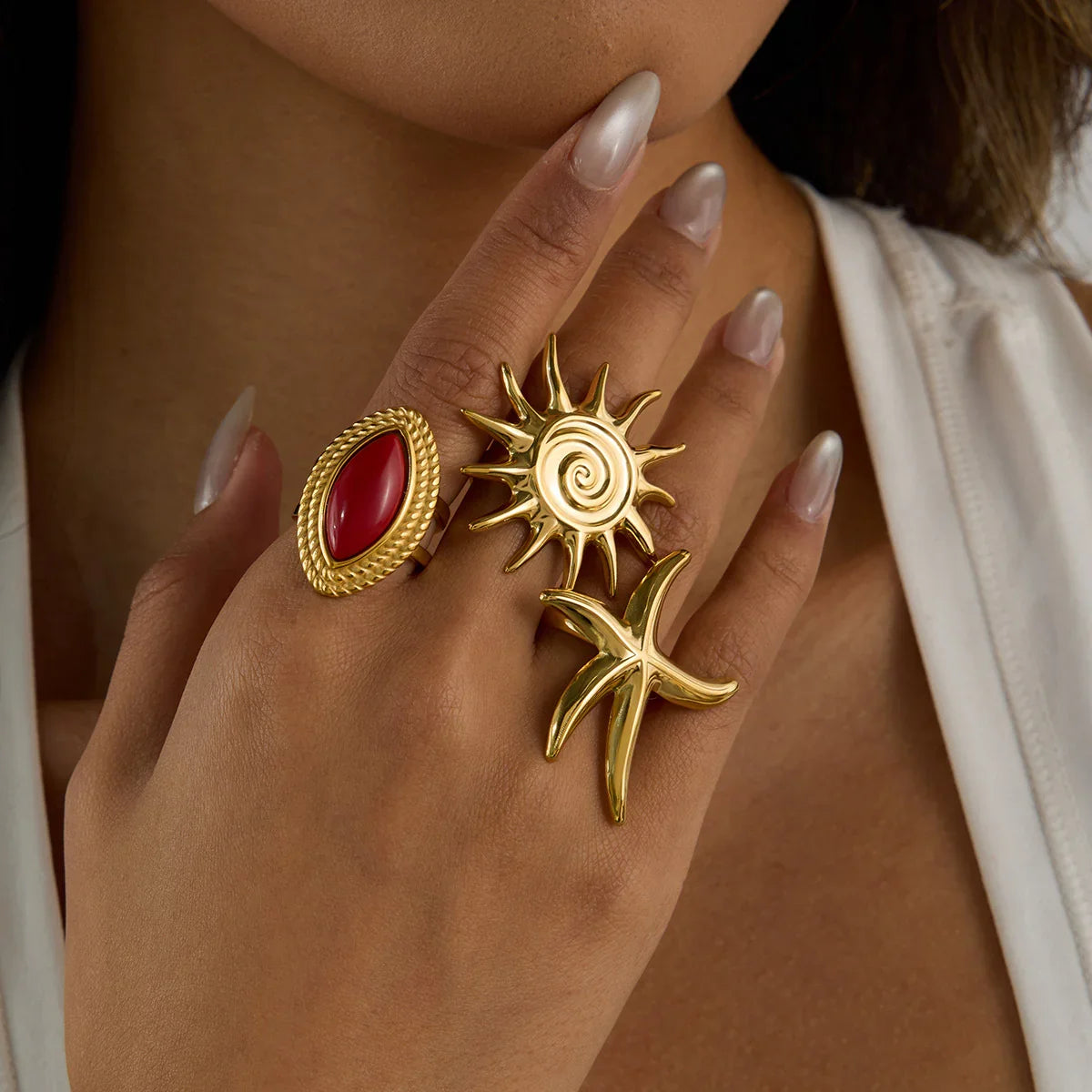 [Echo Fine]Oceanic Gold Starfish Ring