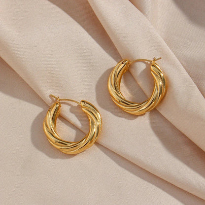 [Echo Fine]Denisse Twisted Hoop Earrings