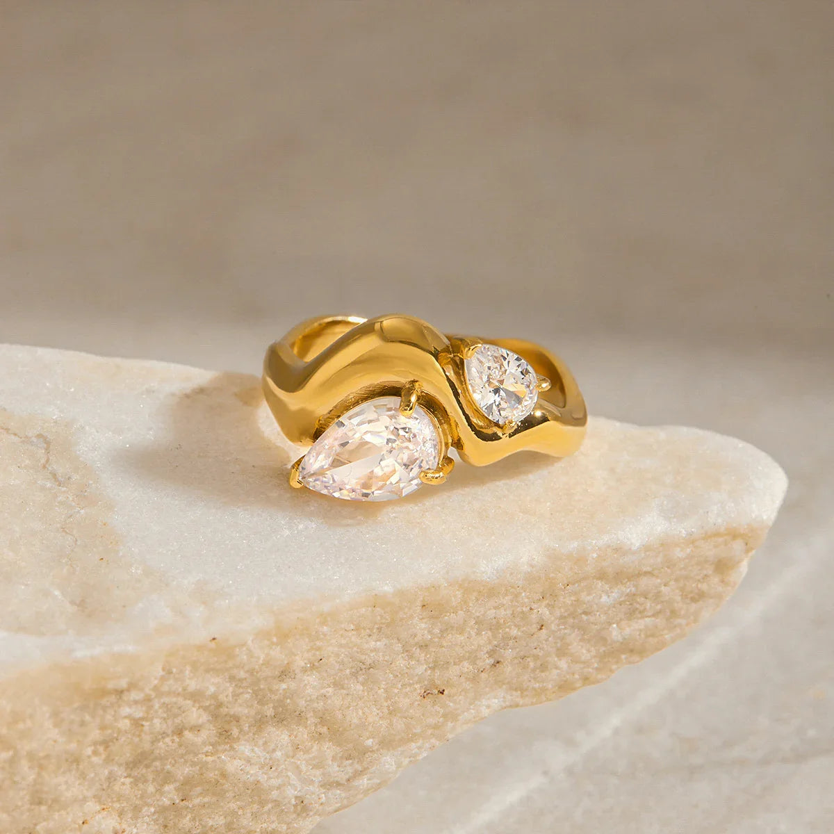 [Echo Fine]Soletta Diamond Teardrop Gold Ring