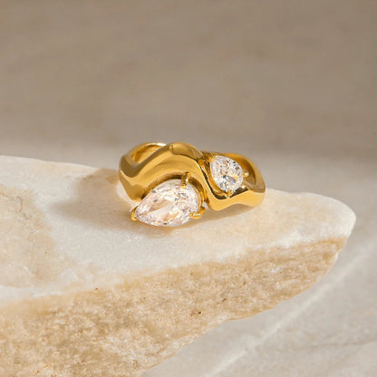 [Echo Fine]Soletta Diamond Teardrop Gold Ring