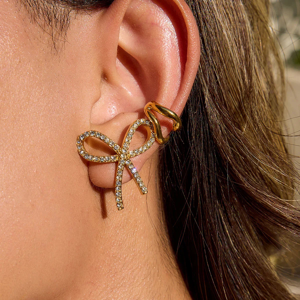 [Echo Fine]Dannah Diamond Bow Tie Earrings