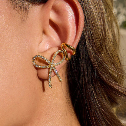 [Echo Fine]Dannah Diamond Bow Tie Earrings