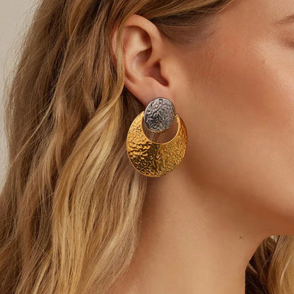 [Echo Fine]Shelly Two Tone Crescent Earrings
