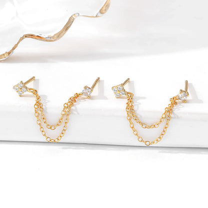 [Echo Fine]Kendall Diamond Chain Stud