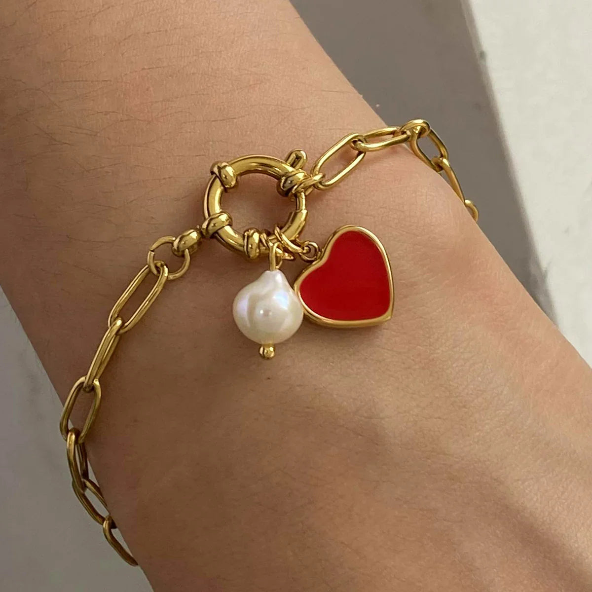 [Echo Fine]Nerissa Heart Chain Pearl Bracelet