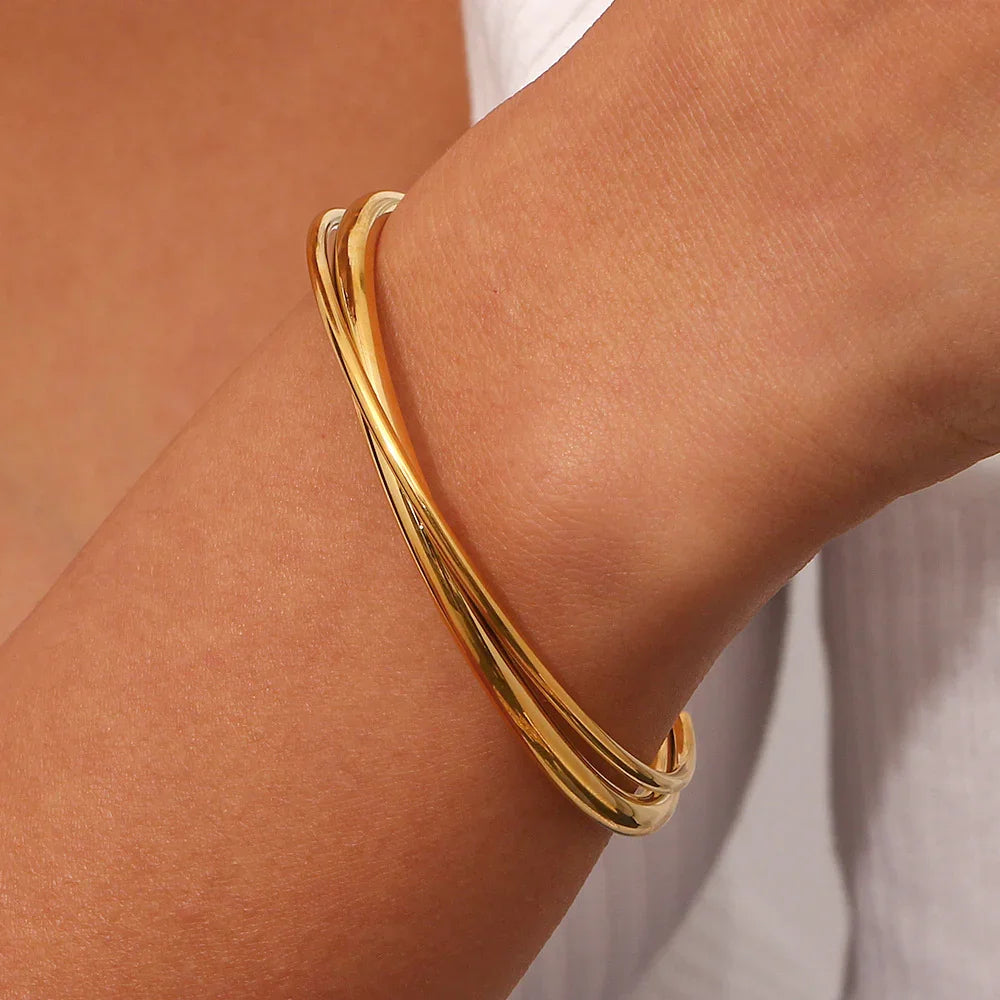[Echo Fine]Rianne Layered Gold Bangle