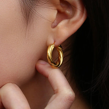 [Echo Fine]Denisse Twisted Hoop Earrings