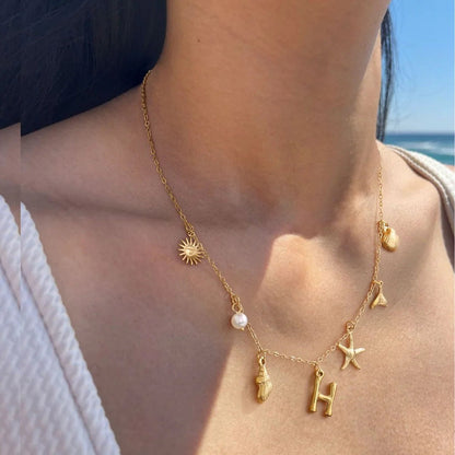 [Echo Fine]Avaria Ocean Initial Necklace