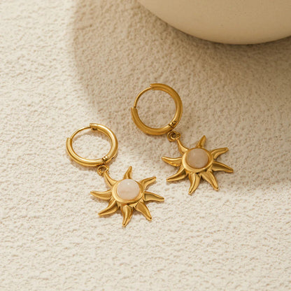 [Echo Fine]Helia Sun-shaped Moonstone Earrings
