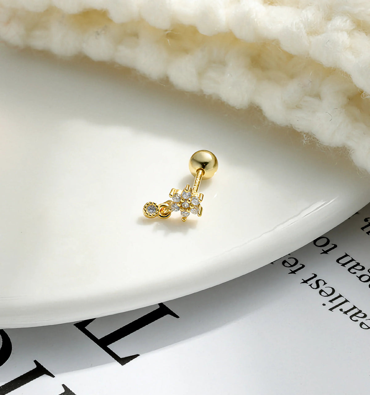 [Echo Fine]Roxanne Round Back Diamond Stud