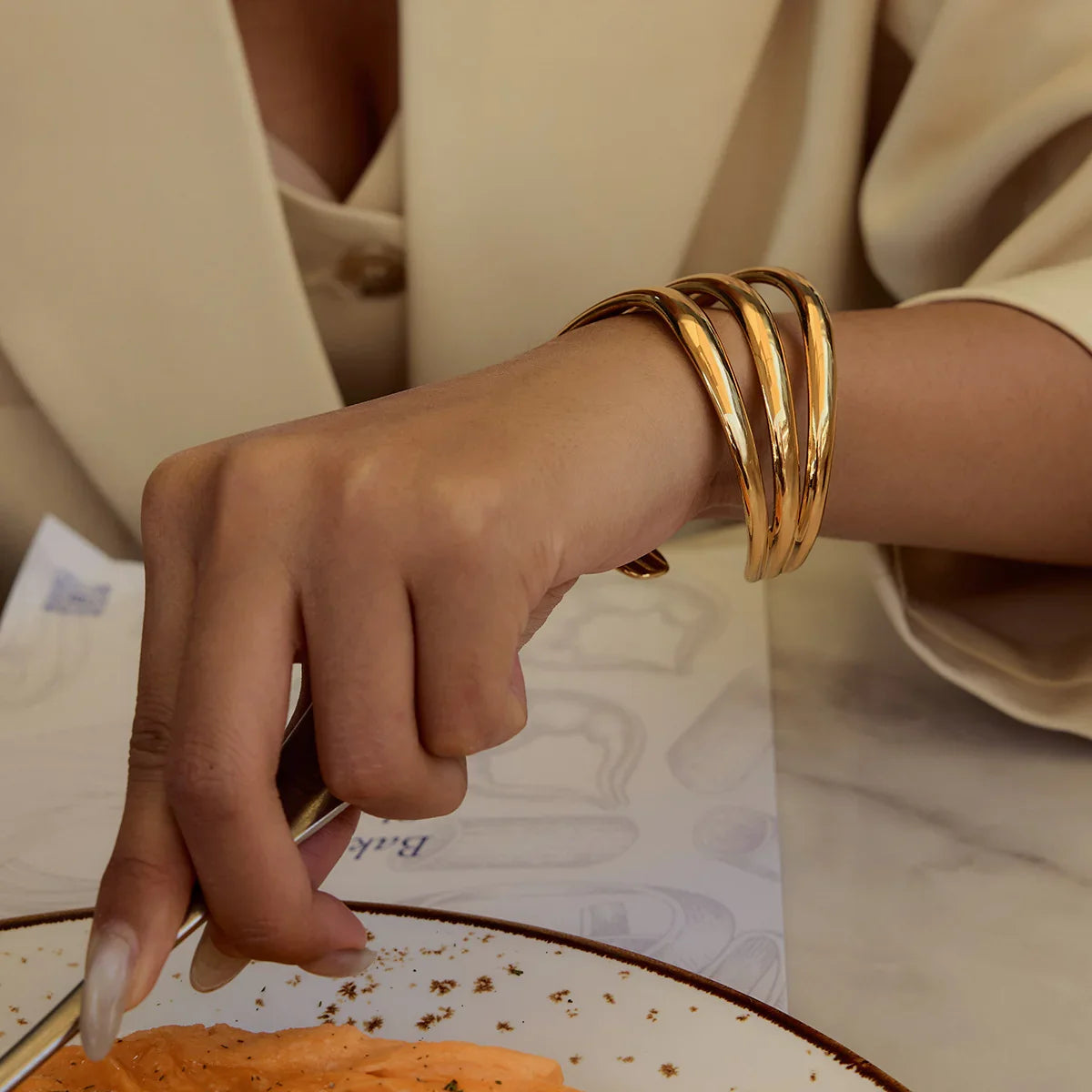 [Echo Fine]Meredith Triple Layer Gold Bangle
