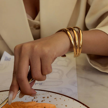[Echo Fine]Meredith Triple Layer Gold Bangle