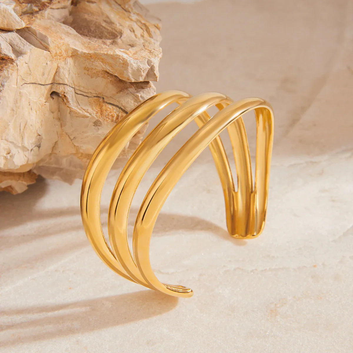 [Echo Fine]Meredith Triple Layer Gold Bangle