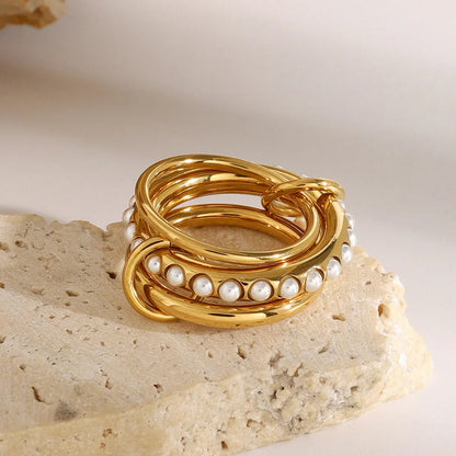 [Echo Fine]Mikayla Stacked Freshwater Pearl Ring