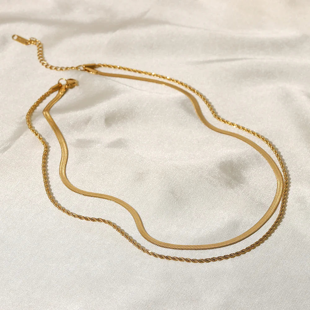 [Echo Fine]Hailey Layered Gold Chain Necklace