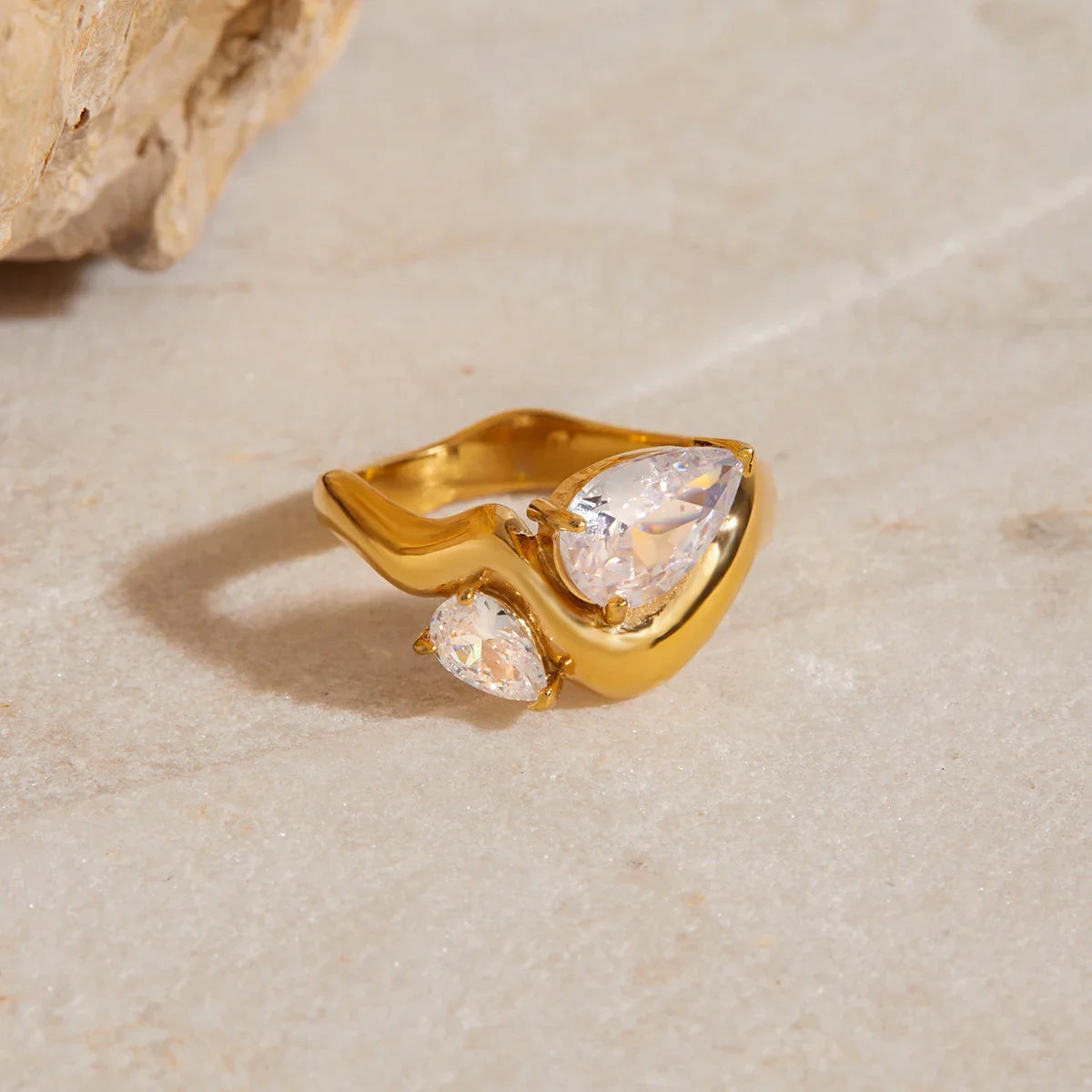 [Echo Fine]Soletta Diamond Teardrop Gold Ring