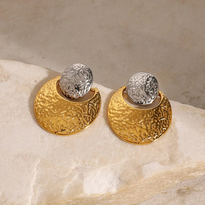 [Echo Fine]Shelly Two Tone Crescent Earrings