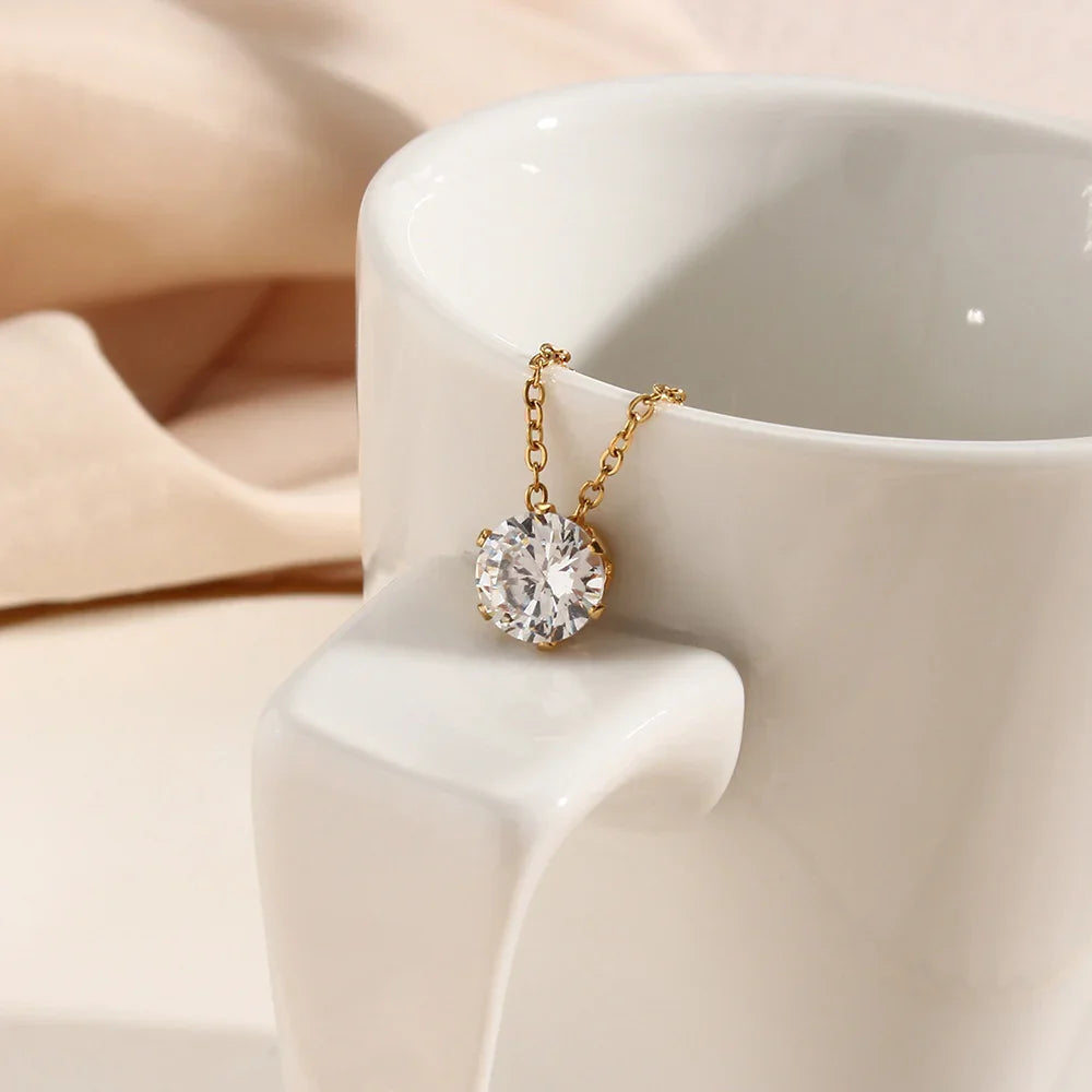 [Echo Fine]Kyla Solitaire Gold Necklace
