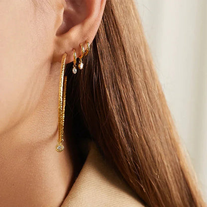 [Echo Fine]Shayla Hammered Diamond Hoops