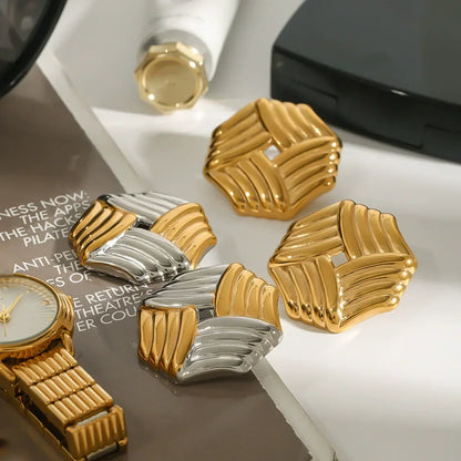 [Echo Fine]Vanessa Criss Cut Gold Earrings