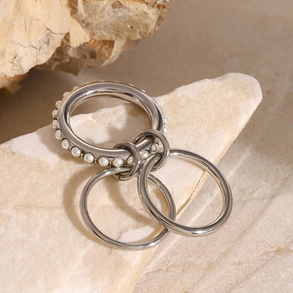 [Echo Fine]Mikayla Stacked Freshwater Pearl Ring