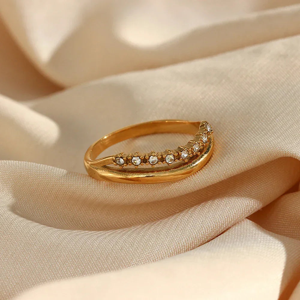[Echo Fine]Adeline Diamond Simulant Gold Ring