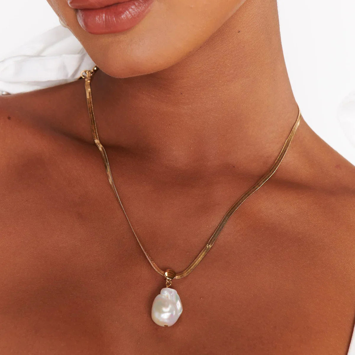[Echo Fine]Glorietta Herringbone Pearl Necklace
