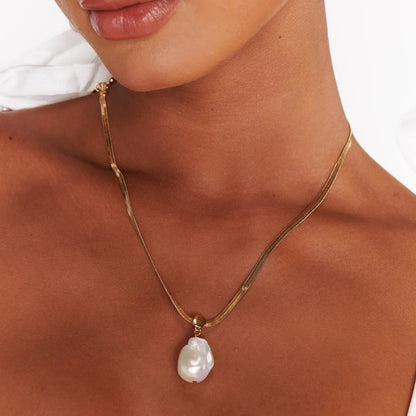 [Echo Fine]Glorietta Herringbone Pearl Necklace