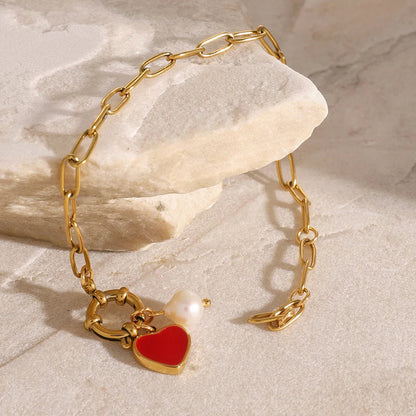 [Echo Fine]Nerissa Heart Chain Pearl Bracelet