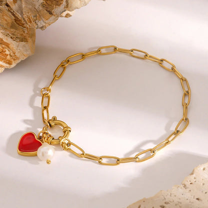 [Echo Fine]Nerissa Heart Chain Pearl Bracelet
