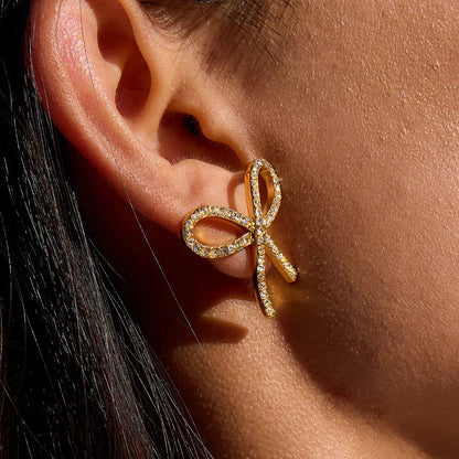 [Echo Fine]Dannah Diamond Bow Tie Earrings