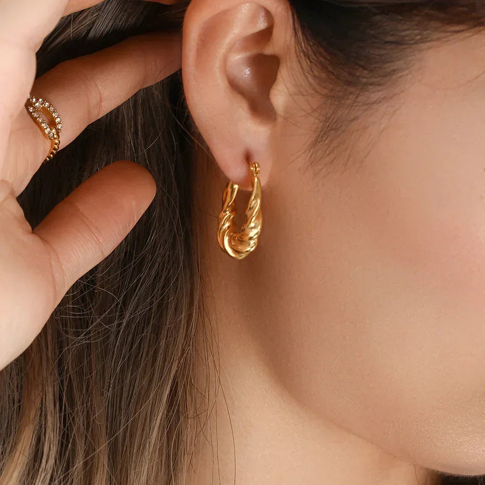 [Echo Fine]Adaline Twist Hoop Earrings