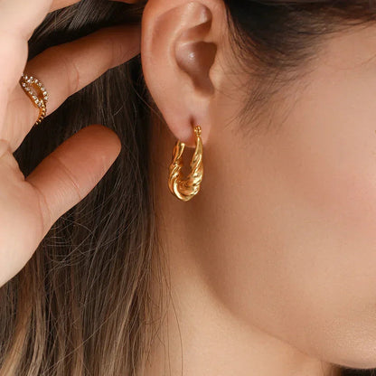 [Echo Fine]Adaline Twist Hoop Earrings